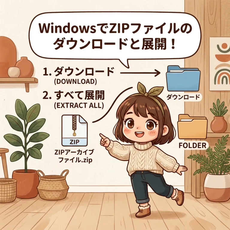 Windows で WebButton.zip を右クリックし、「すべて展開」を選ぶ様子の図
